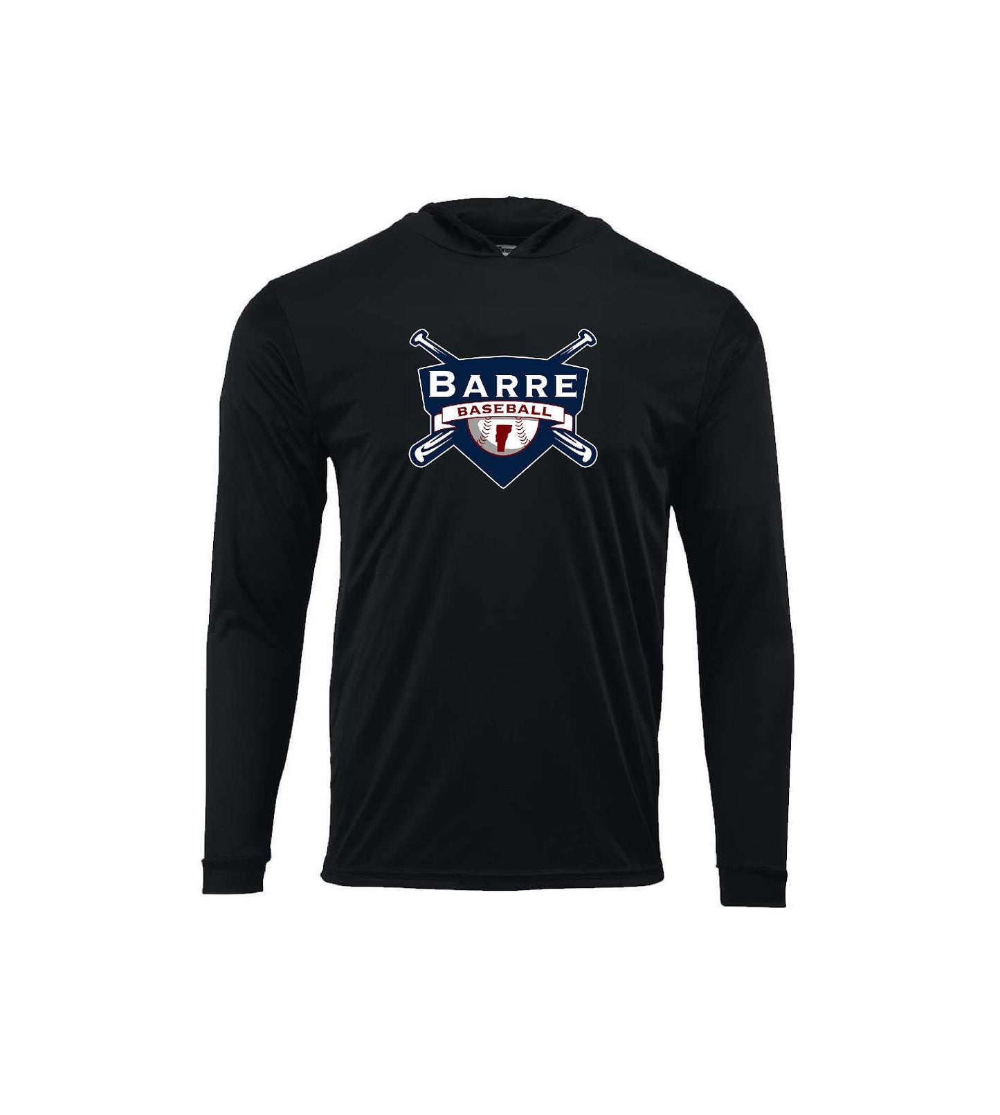 Barre Baseball - Paragon - Youth Bahama Performance Hooded Long Sleeve T-Shirt -