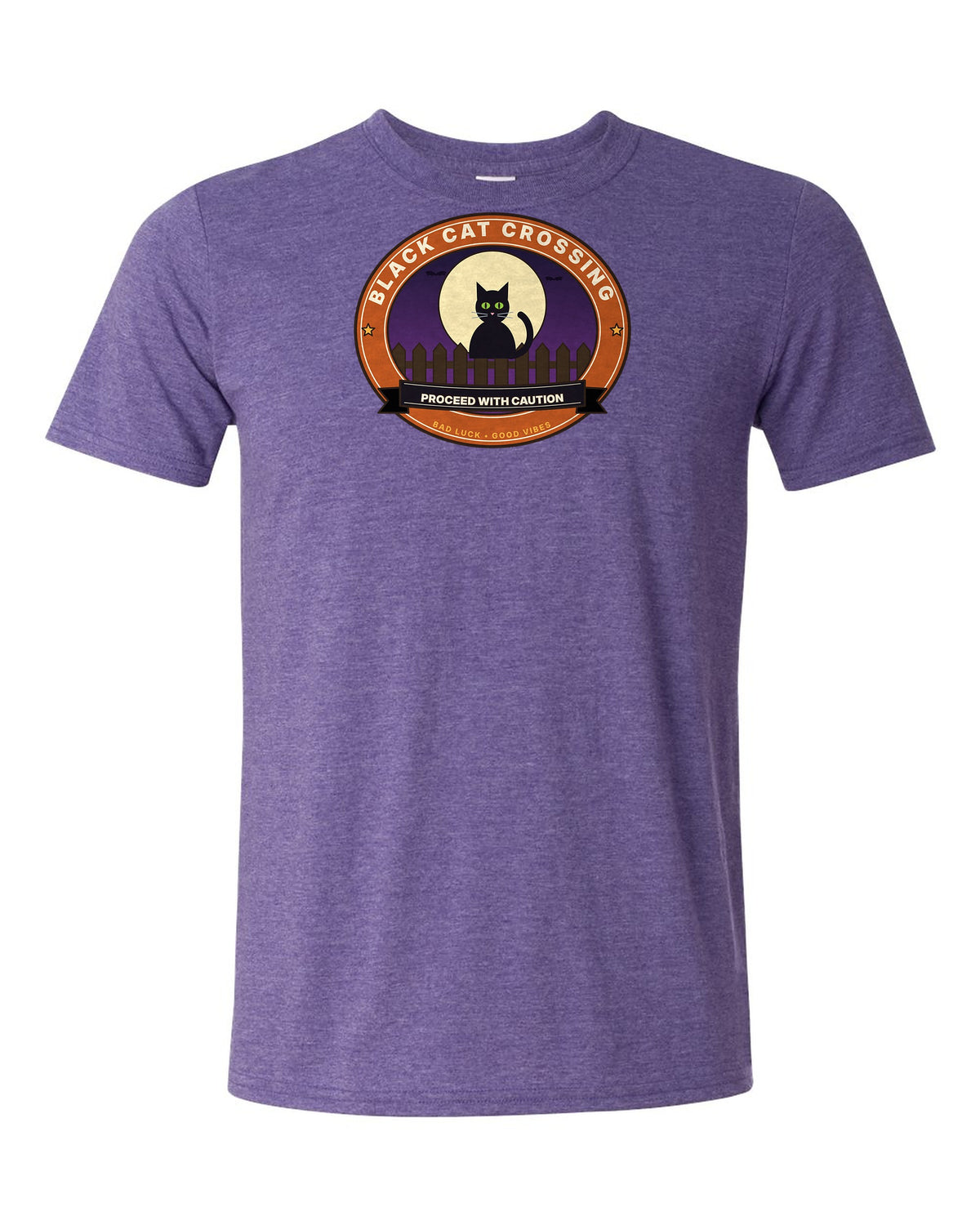 Black Cat Crossing: Proceed With Caution - Halloween Cat T-Shirt