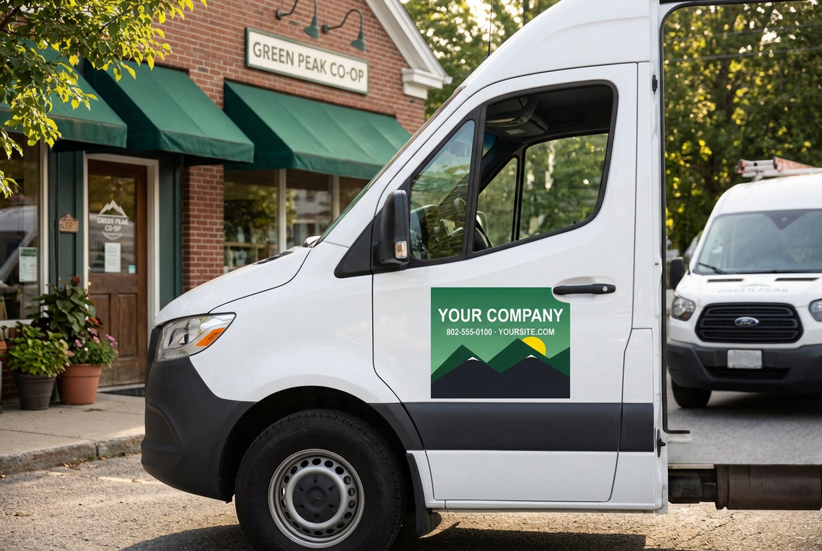 Large custom printed vinyl decal applied to a vehicle