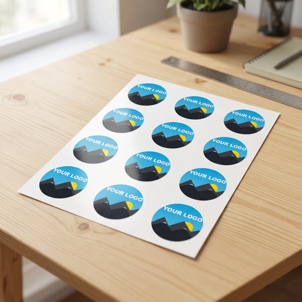 Sheet of custom round vinyl stickers