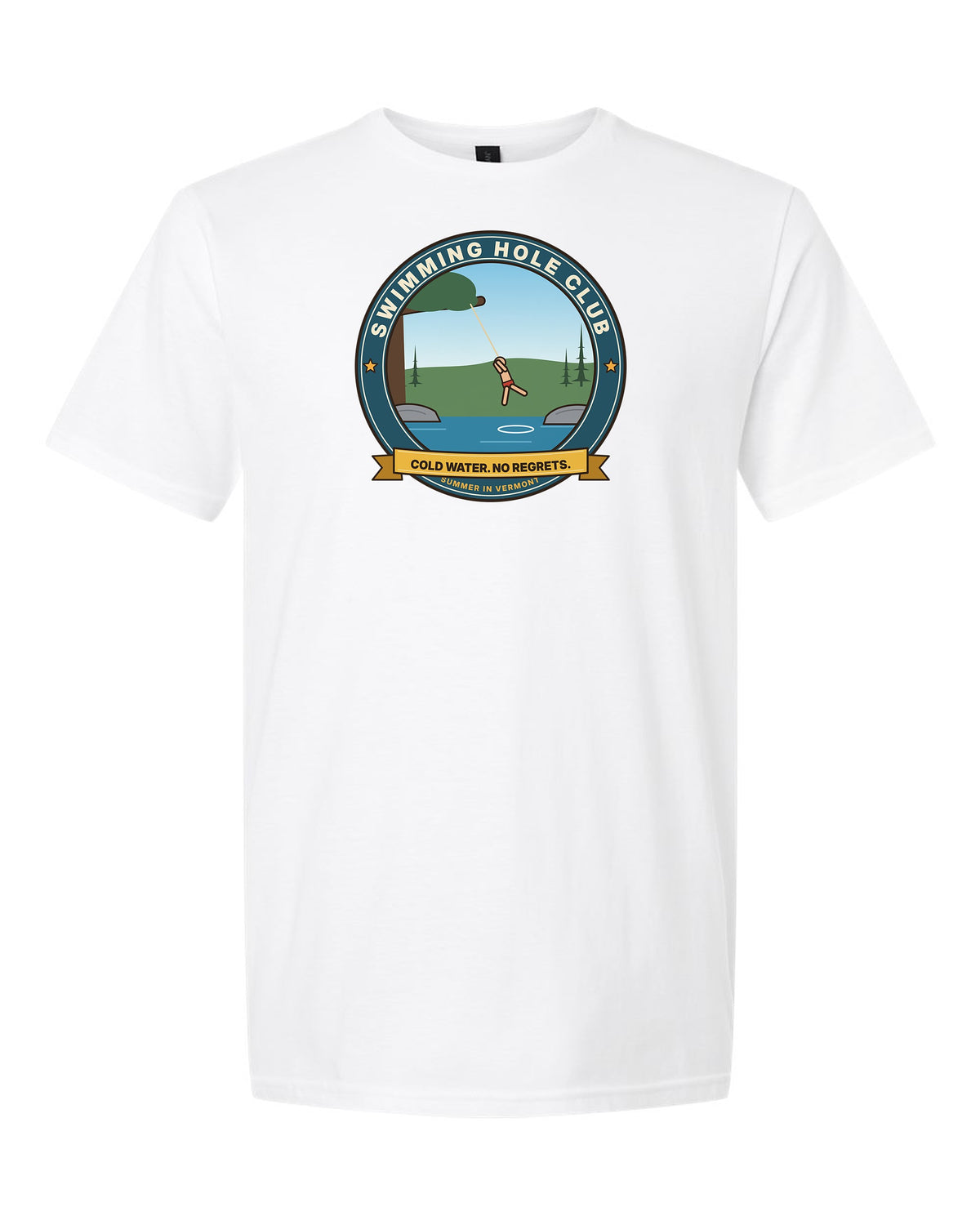 Swimming Hole Club: Cold Water. No Regrets. - Vermont Summer T-Shirt