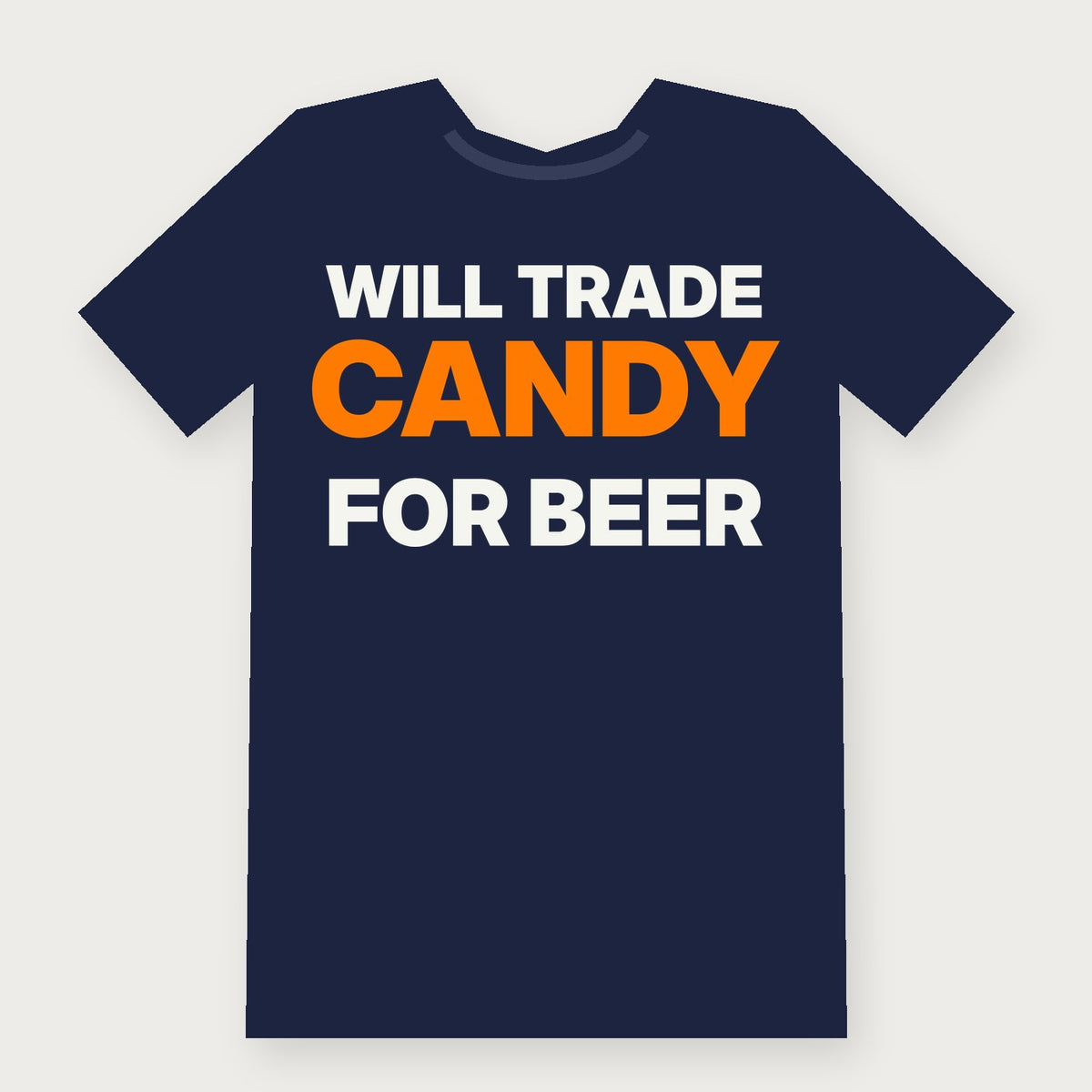 Will Trade Candy for Beer Funny Halloween T-Shirt on navy