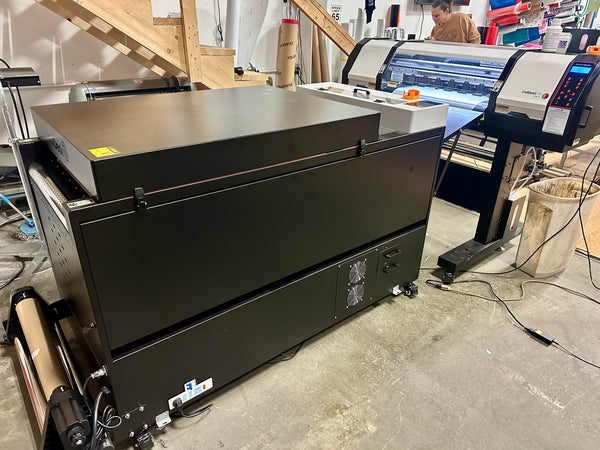 DTF transfer printer in the Granite City Graphics shop