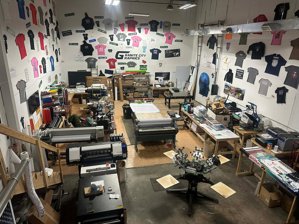 Inside the Granite City Graphics print, wrap and tint shop in Barre, Vermont