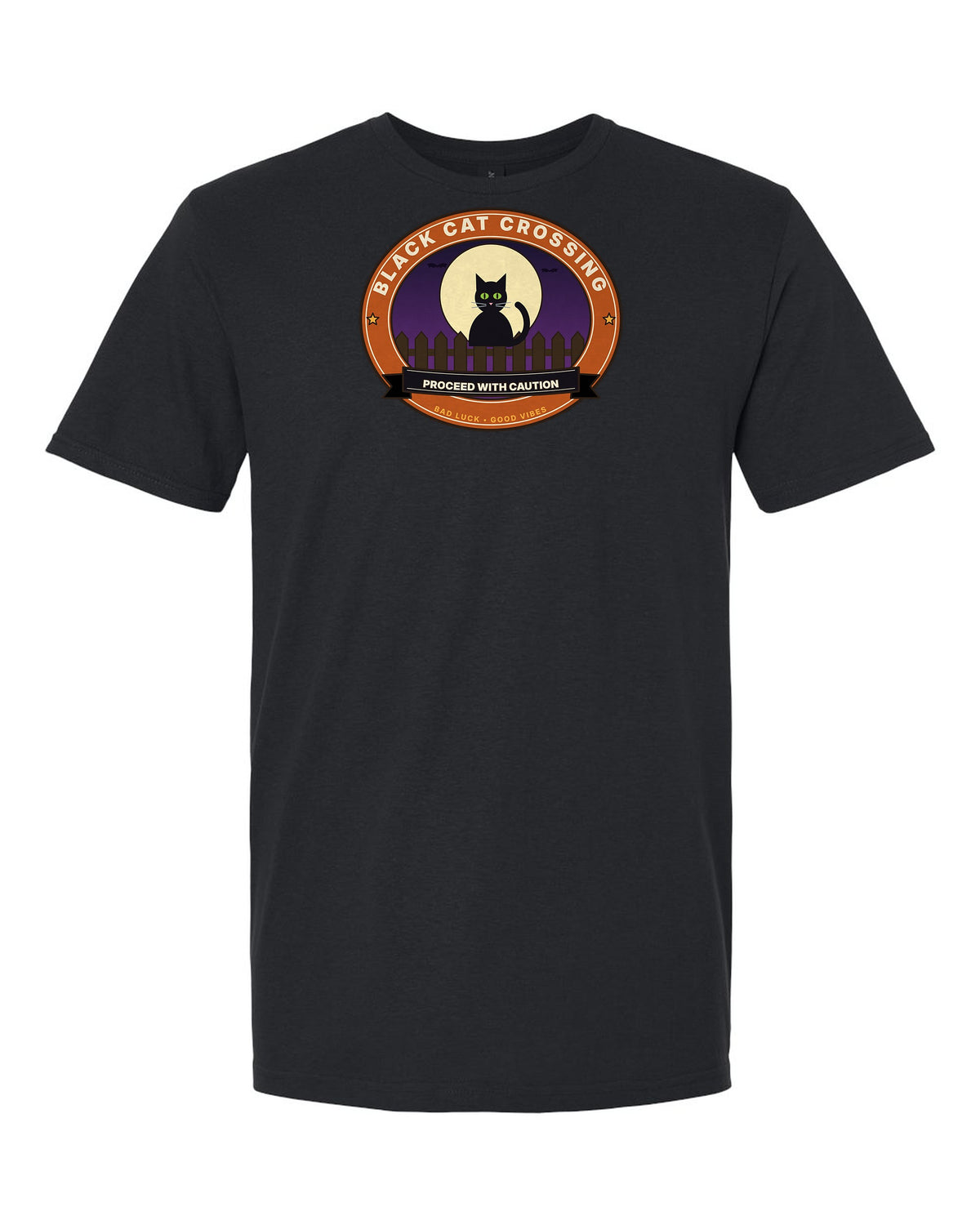 Black Cat Crossing: Proceed With Caution - Halloween Cat T-Shirt