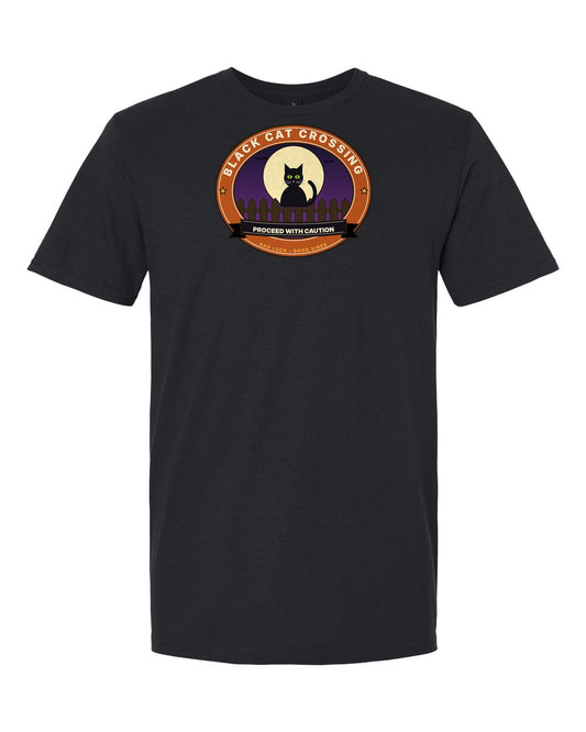 Black Cat Crossing: Proceed With Caution - Halloween Cat T-Shirt