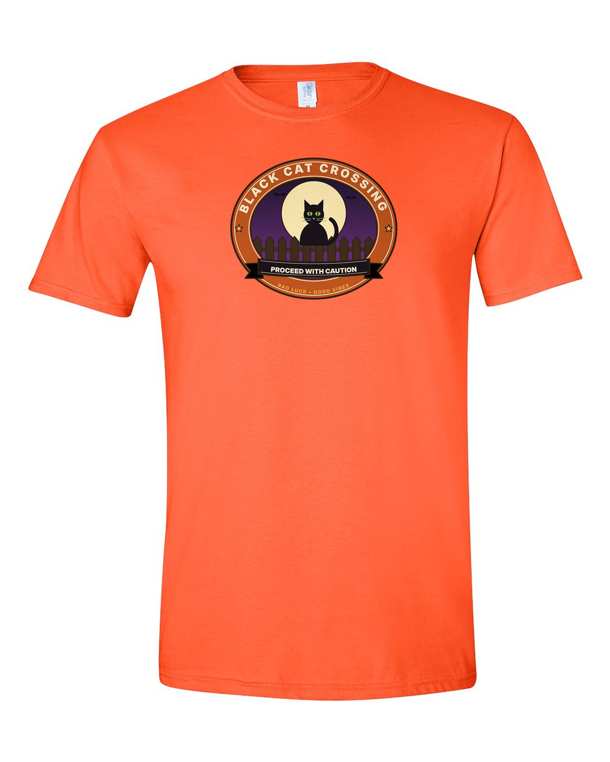 Black Cat Crossing: Proceed With Caution - Halloween Cat T-Shirt