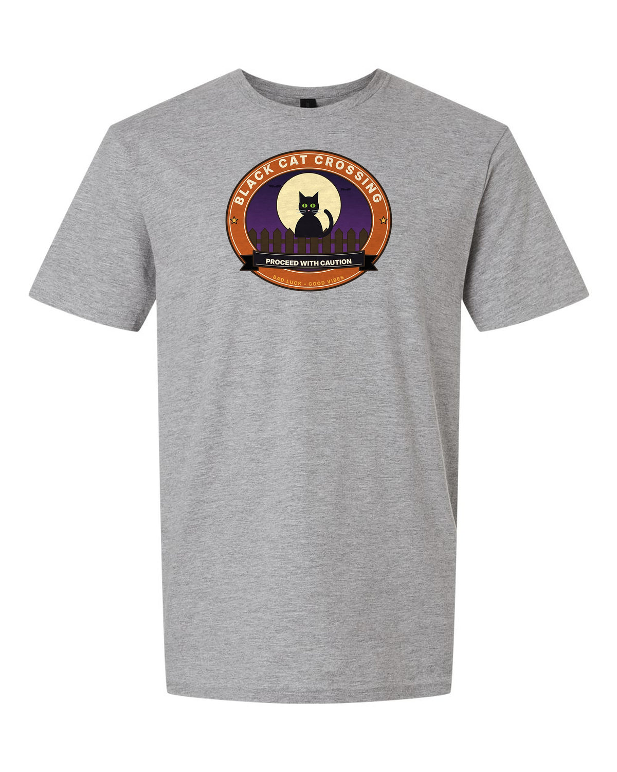 Black Cat Crossing: Proceed With Caution - Halloween Cat T-Shirt