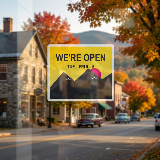 Custom printed static cling on a shop window