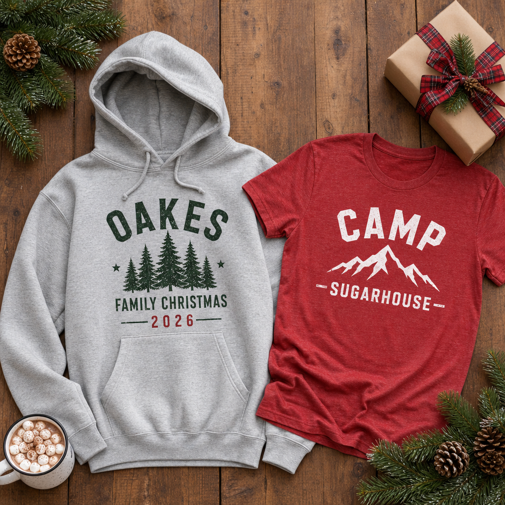 Custom printed hoodie and t-shirt examples made in Barre, Vermont