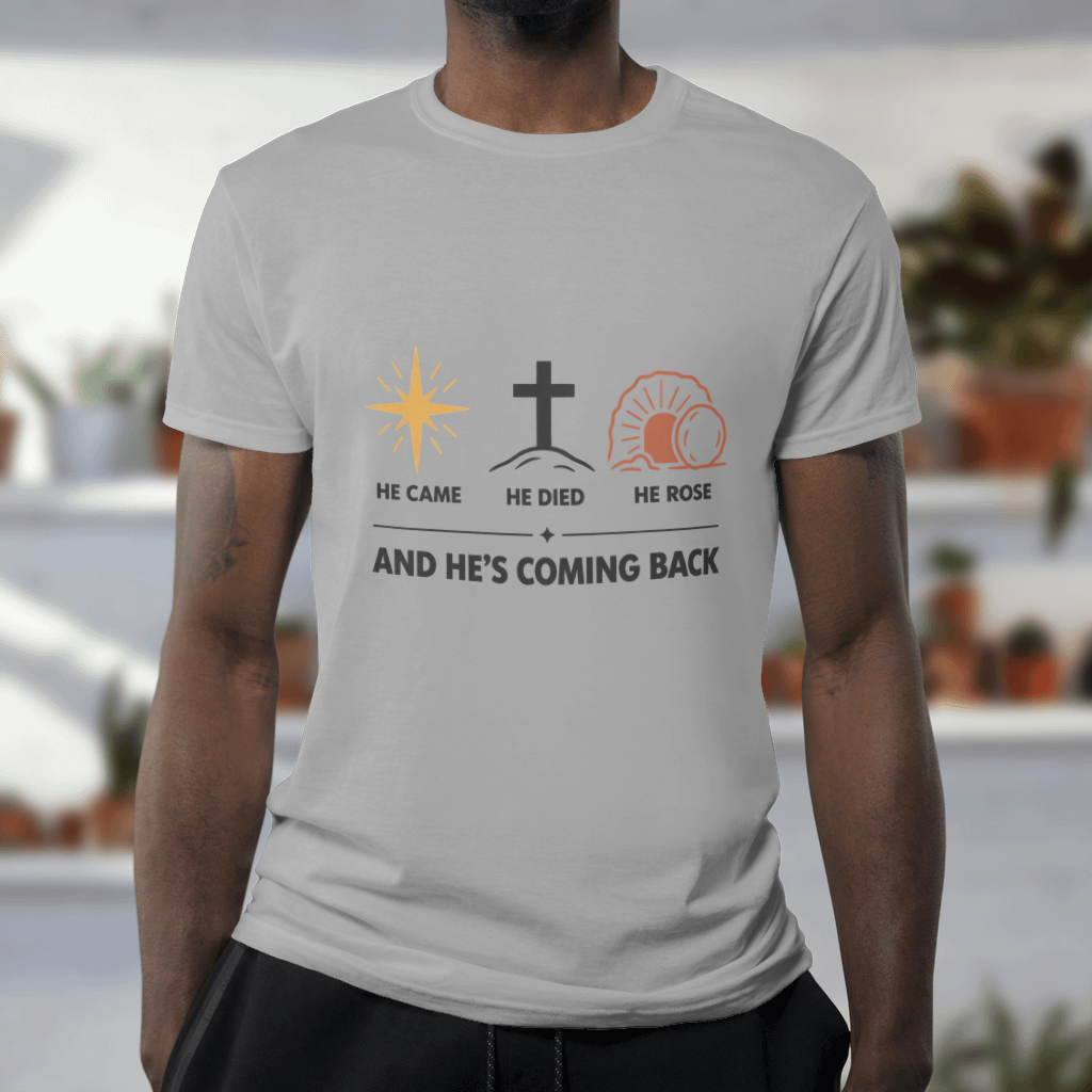 He Came. He Died. He Rose. – Softstyle Tee in Sport Grey