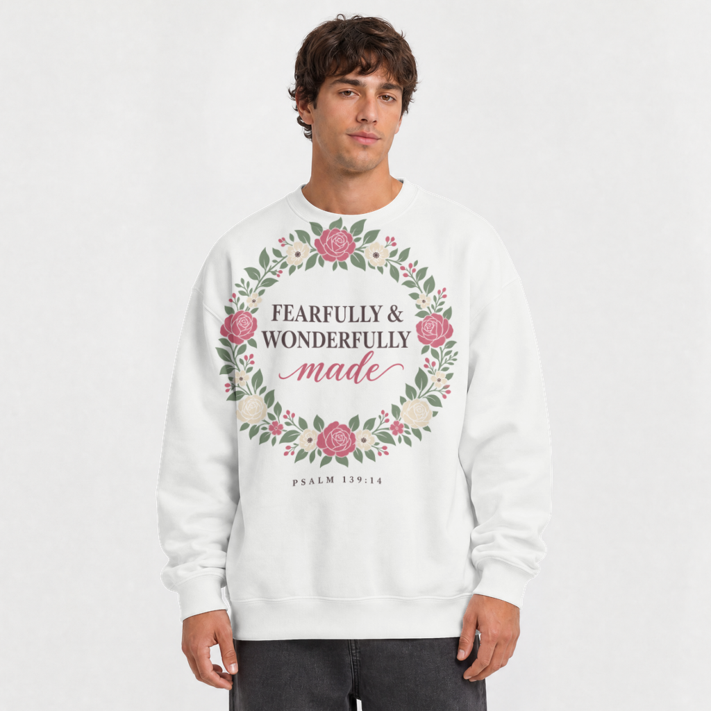 Fearfully & Wonderfully Made – Crewneck Sweatshirt in White