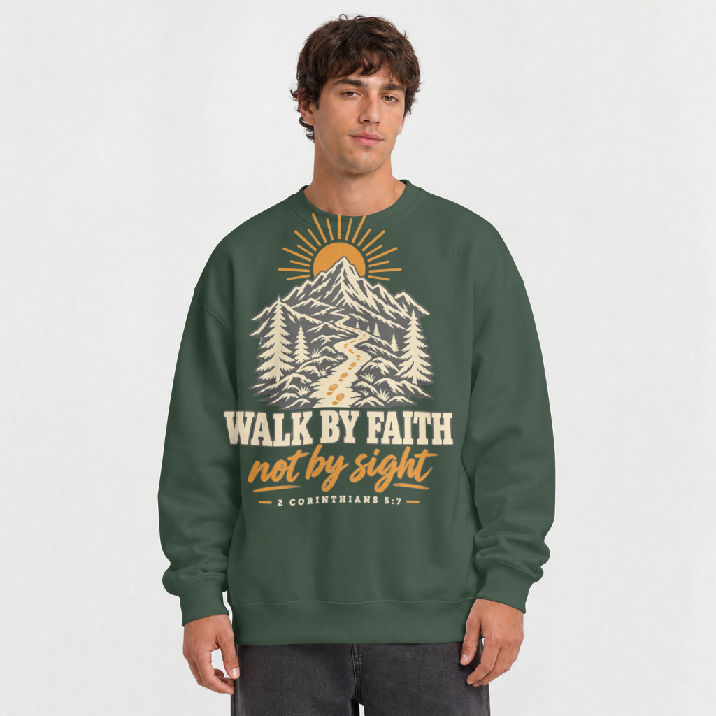Walk by Faith – Crewneck Sweatshirt in Forest Green