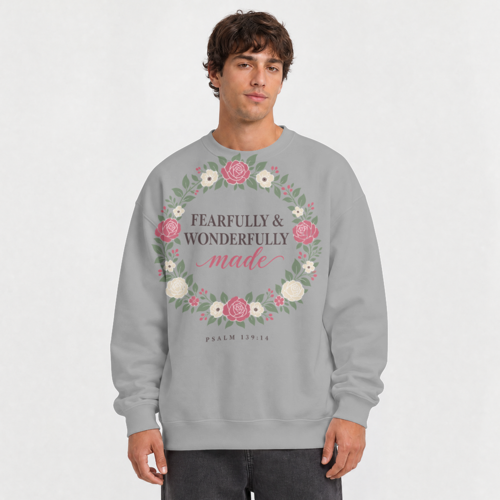 Fearfully & Wonderfully Made – Crewneck Sweatshirt in Sport Grey