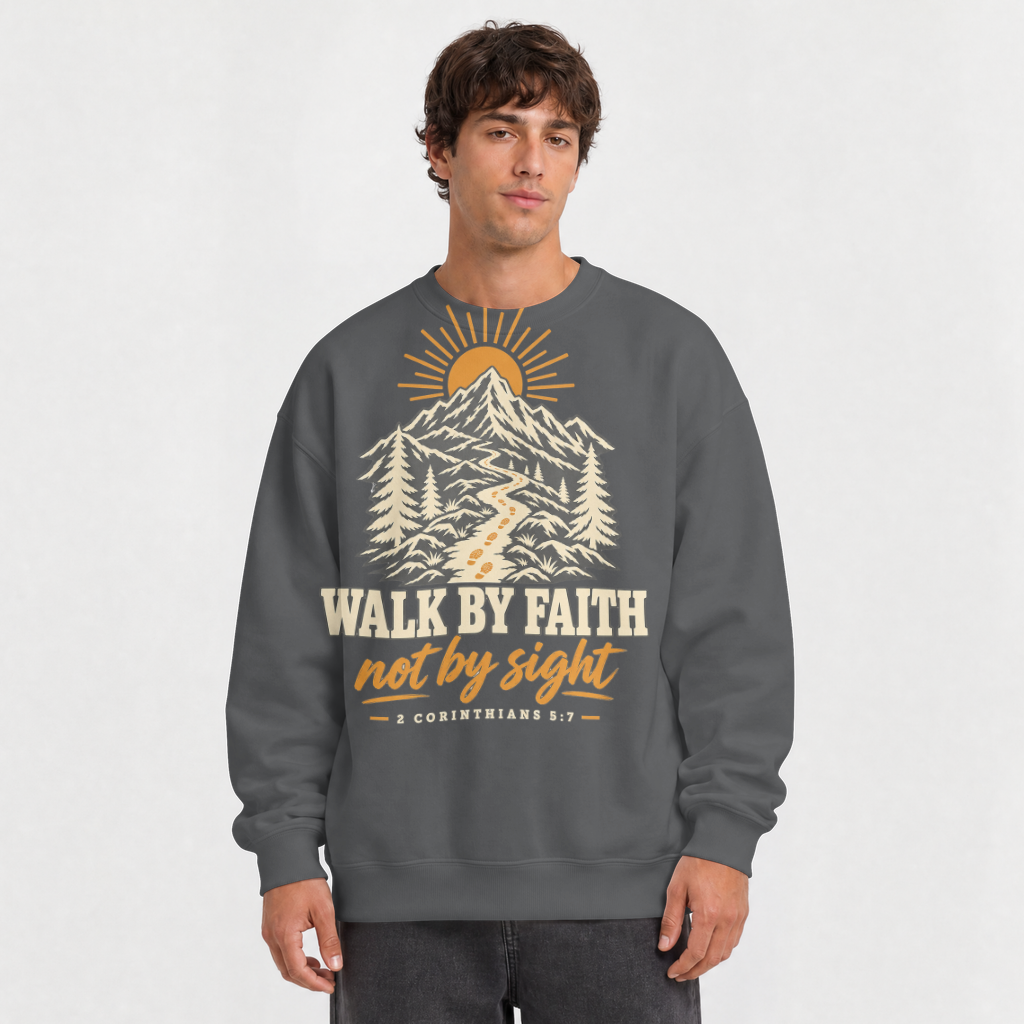 Walk by Faith – Crewneck Sweatshirt in Charcoal
