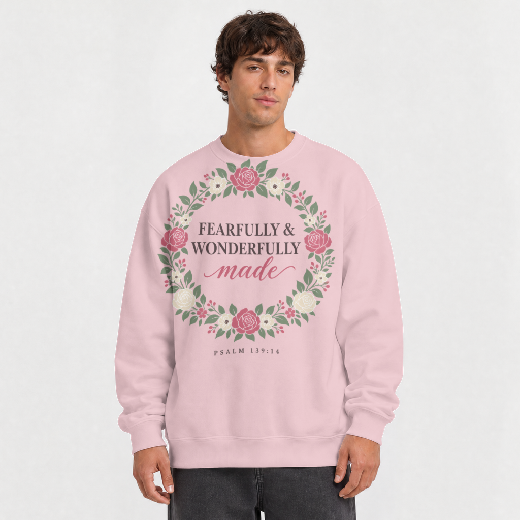 Fearfully & Wonderfully Made – Crewneck Sweatshirt in Light Pink