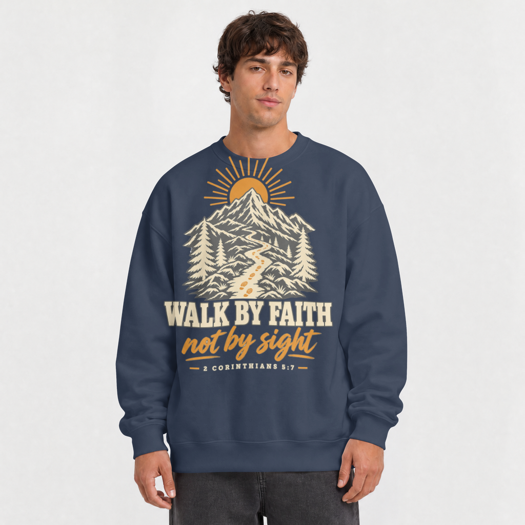 Walk by Faith – Crewneck Sweatshirt in Navy