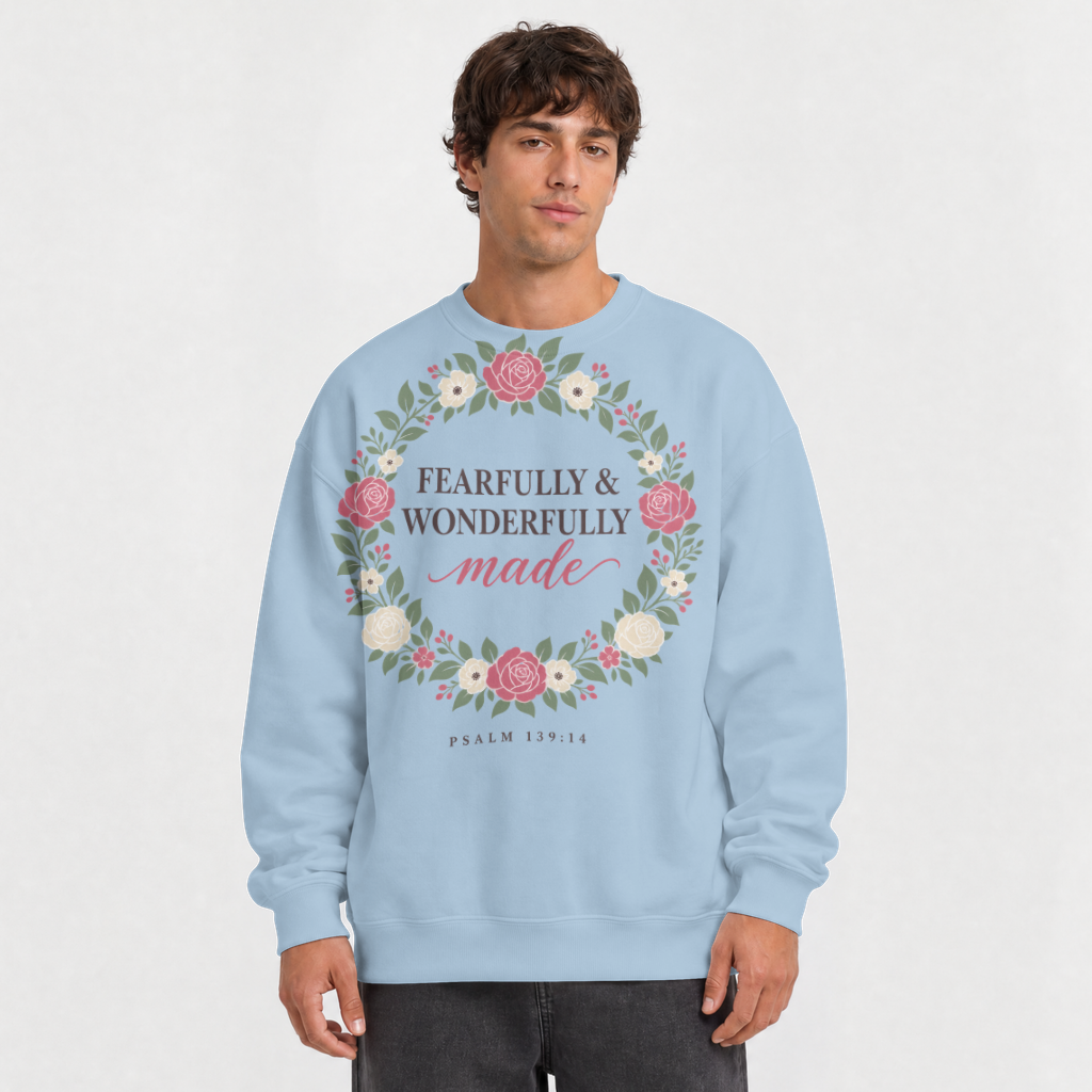 Fearfully & Wonderfully Made – Crewneck Sweatshirt in Light Blue