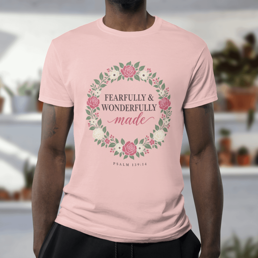 Fearfully & Wonderfully Made – Comfort Colors tee in Blossom