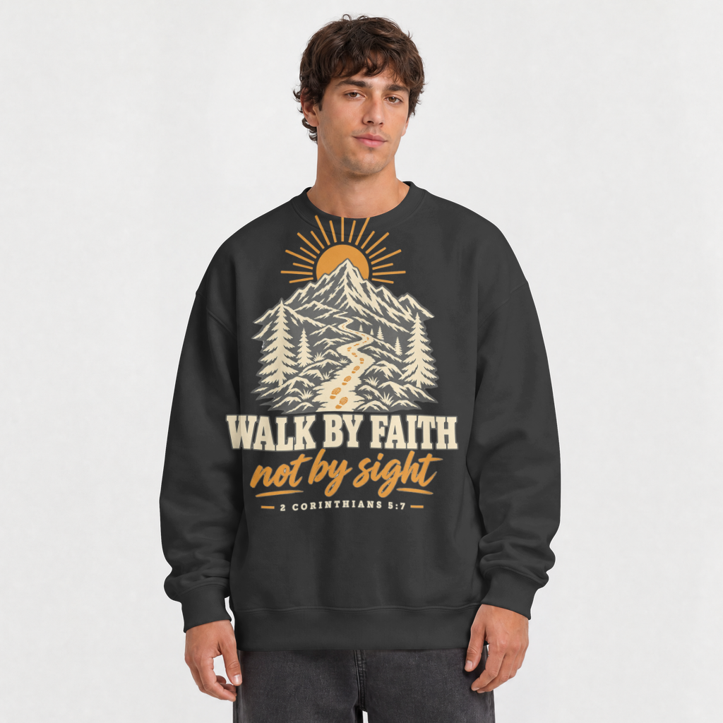 Walk by Faith – Crewneck Sweatshirt in Black