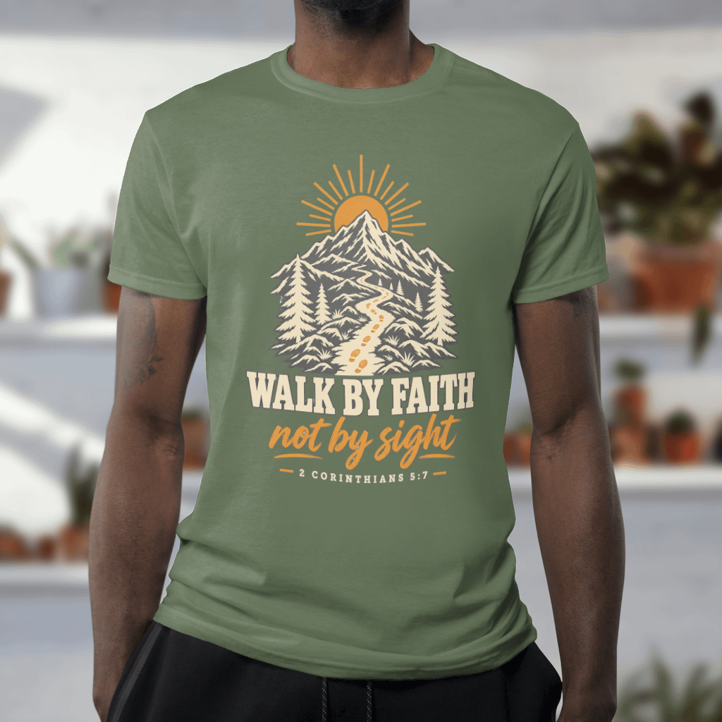 Walk by Faith – Comfort Colors tee in Moss