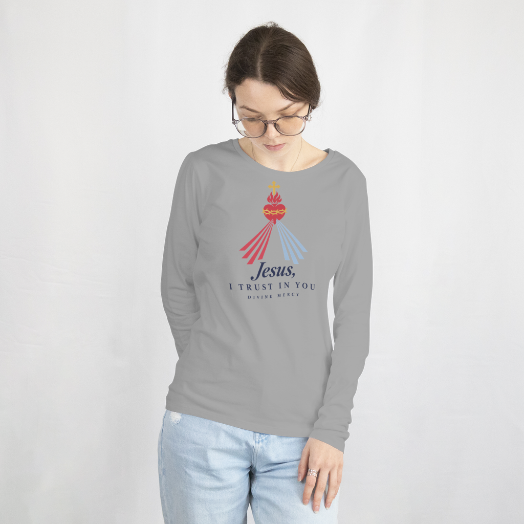 Jesus, I Trust in You – Long Sleeve Tee in Sport Grey