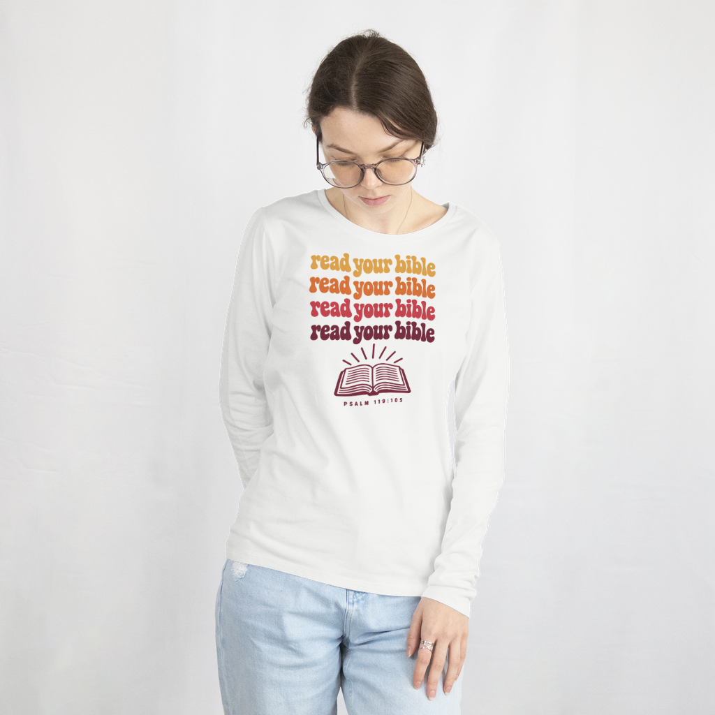 Read Your Bible – Long Sleeve Tee in White