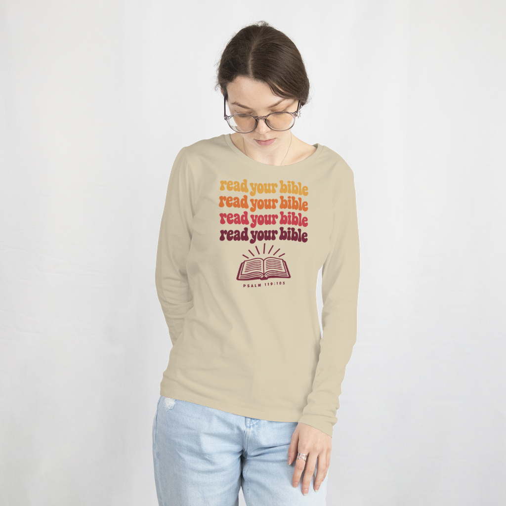 Read Your Bible – Long Sleeve Tee in Sand