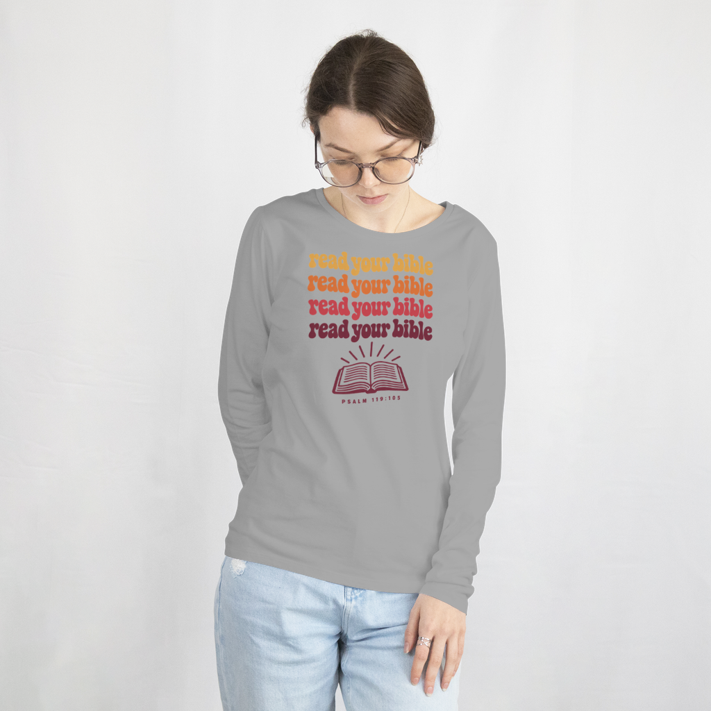 Read Your Bible – Long Sleeve Tee in Sport Grey