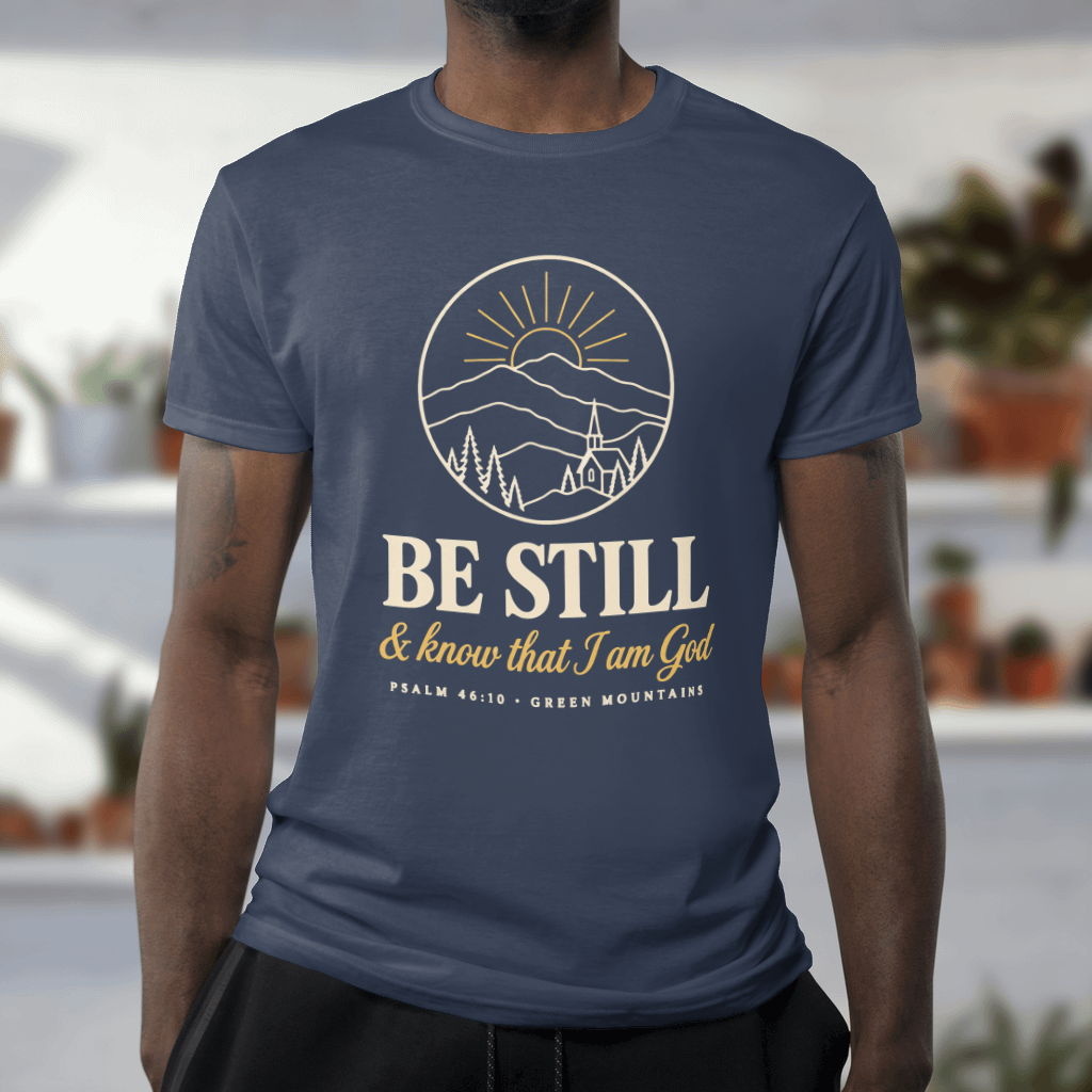 Be Still & Know Vermont – Softstyle Tee in Navy