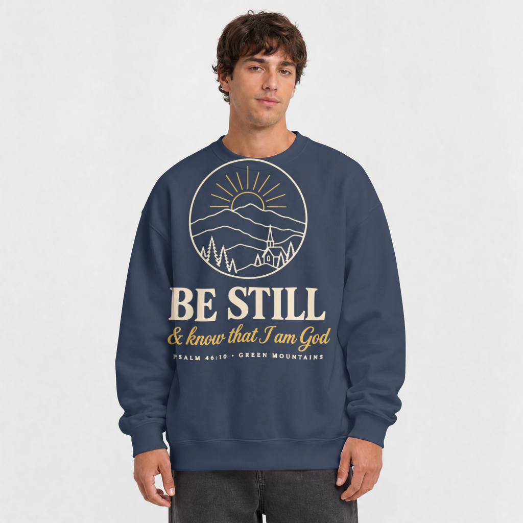 Be Still & Know Vermont – Crewneck Sweatshirt in Navy