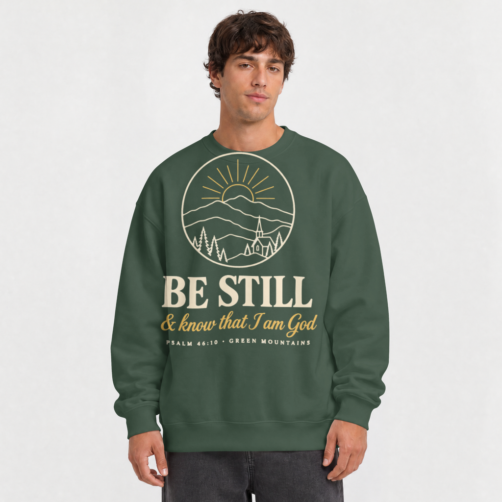 Be Still & Know Vermont – Crewneck Sweatshirt in Forest Green