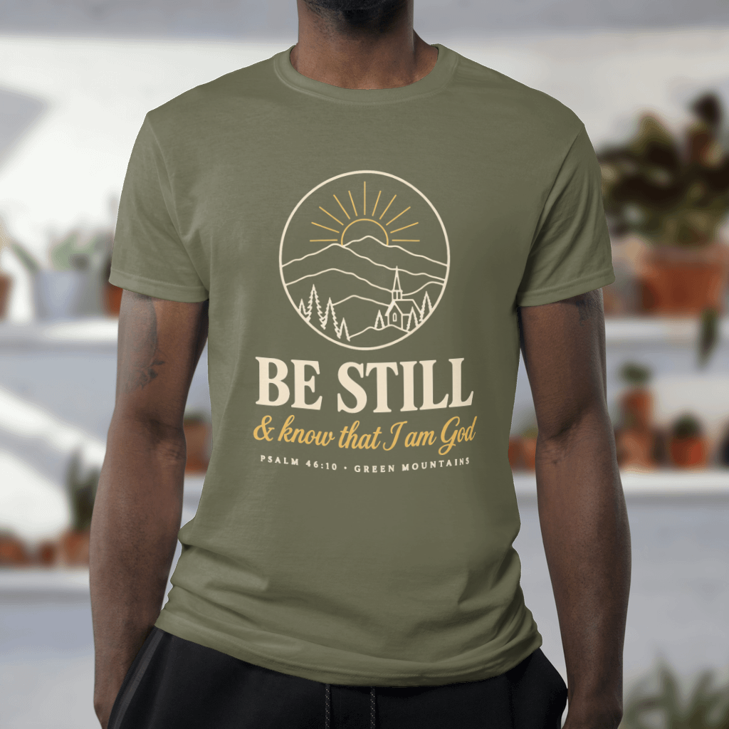 Be Still & Know Vermont – Softstyle Tee in Military Green