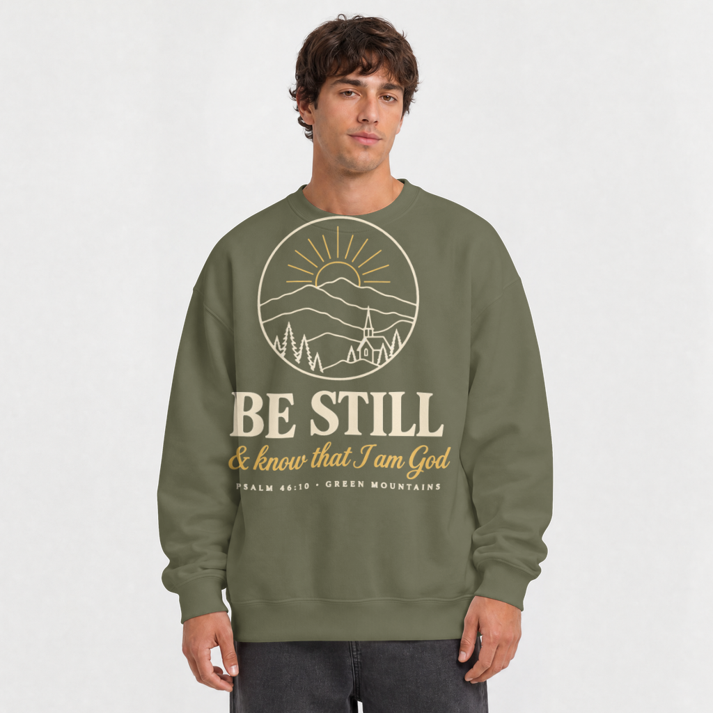 Be Still & Know Vermont – Crewneck Sweatshirt in Military Green