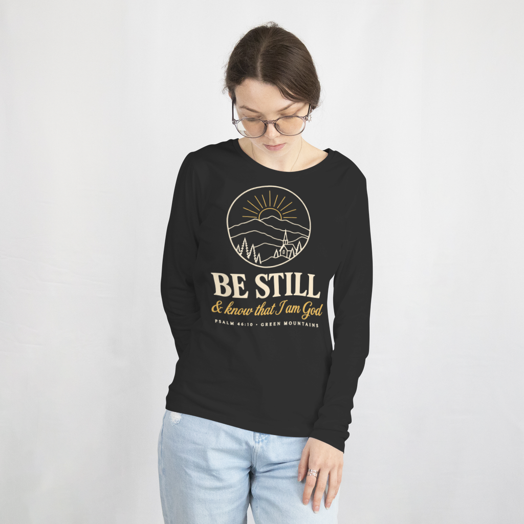 Be Still & Know Vermont – Long Sleeve Tee in Black
