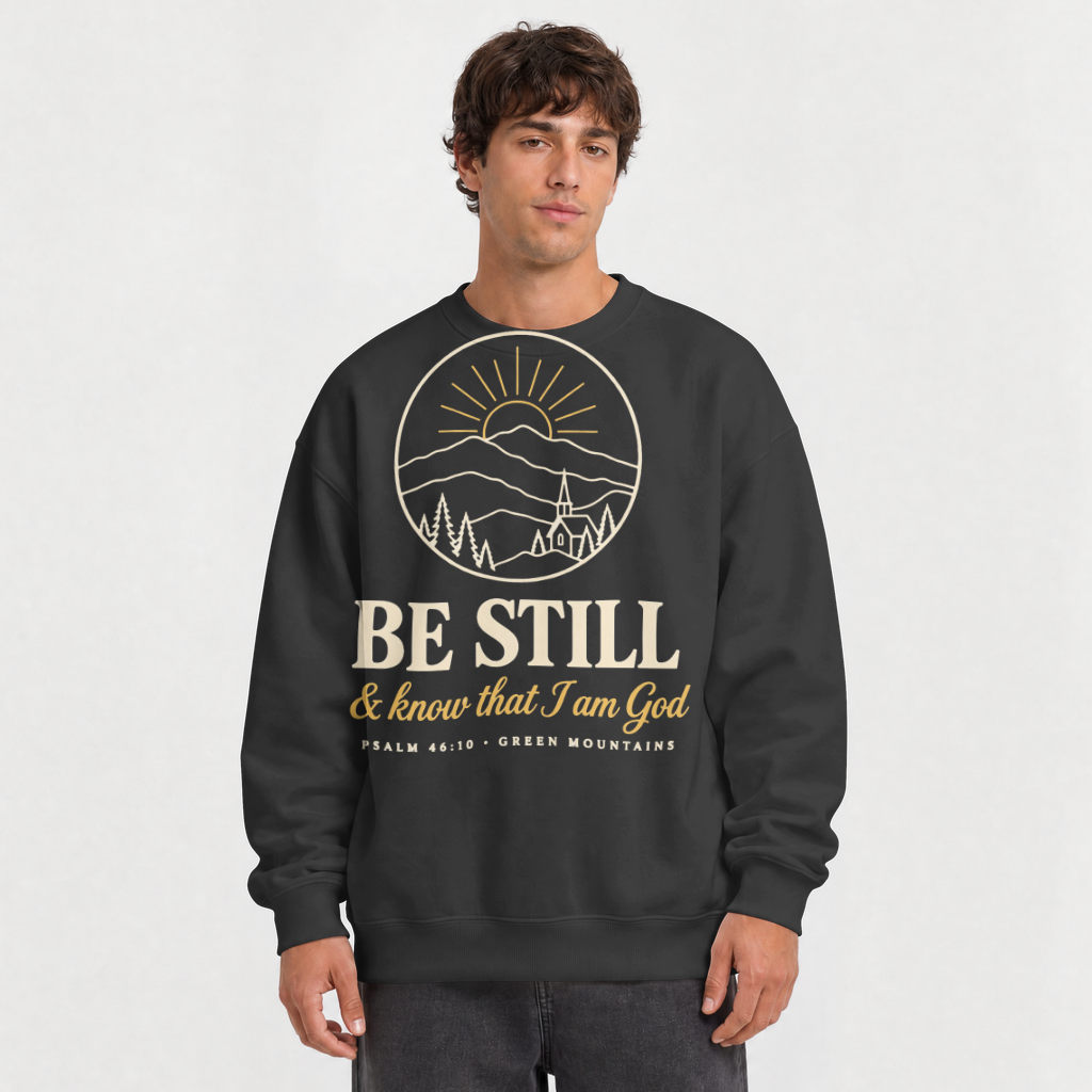 Be Still & Know Vermont – Crewneck Sweatshirt in Black