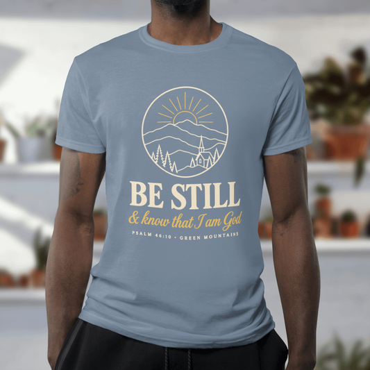 Be Still & Know Vermont – Comfort Colors tee in Blue Jean