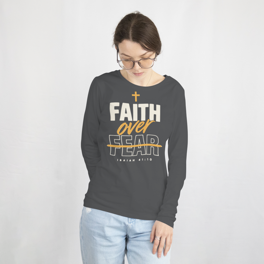 Faith Over Fear – Long Sleeve Tee in Charcoal