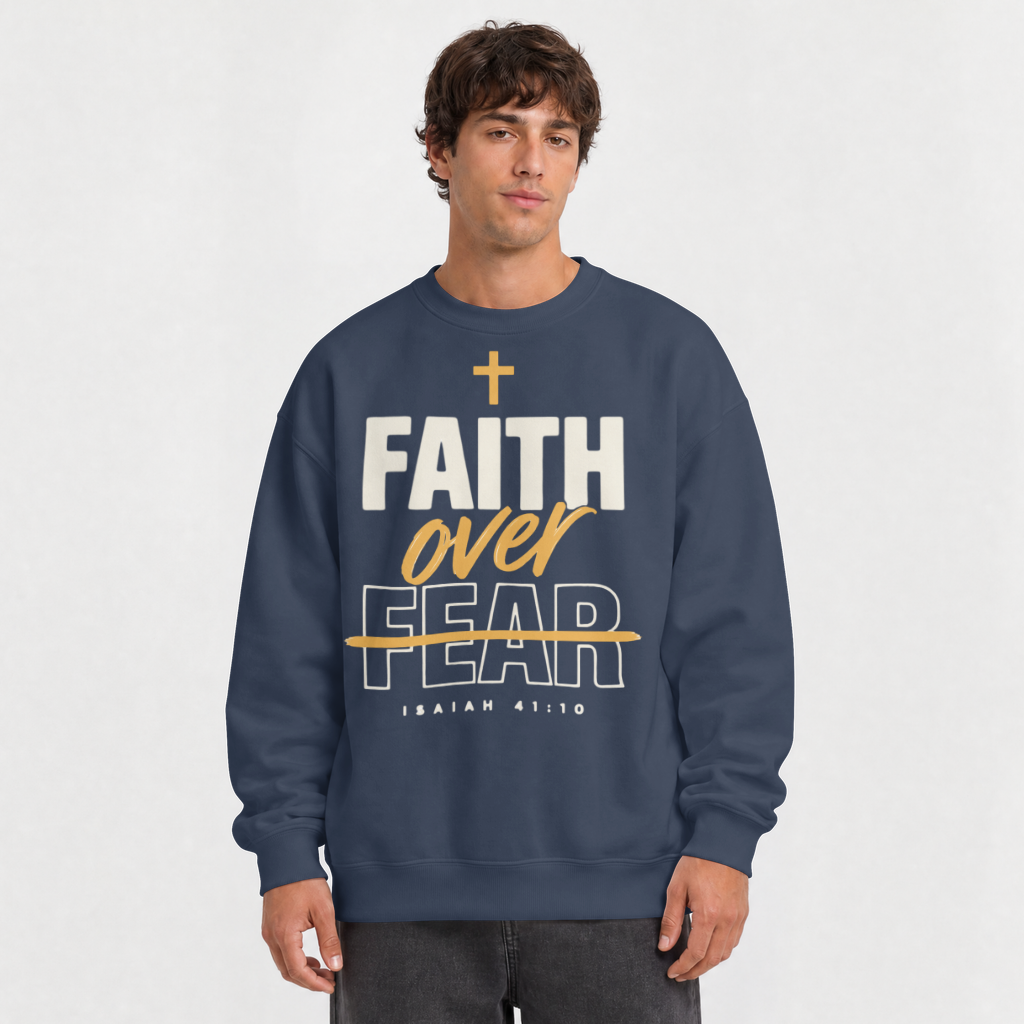 Faith Over Fear – Crewneck Sweatshirt in Navy