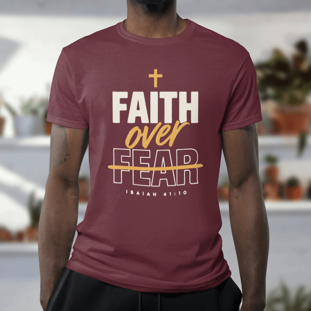 Faith Over Fear – Softstyle Tee in Maroon