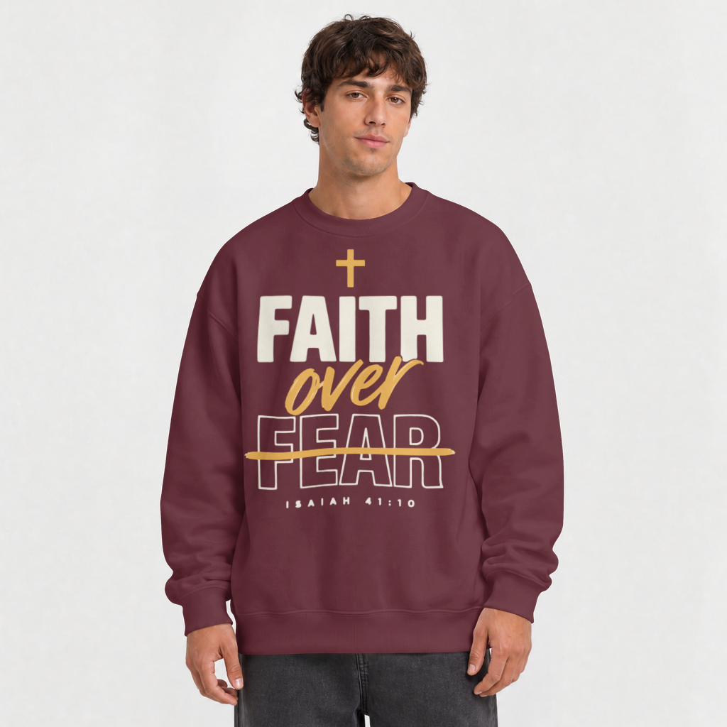 Faith Over Fear – Crewneck Sweatshirt in Maroon
