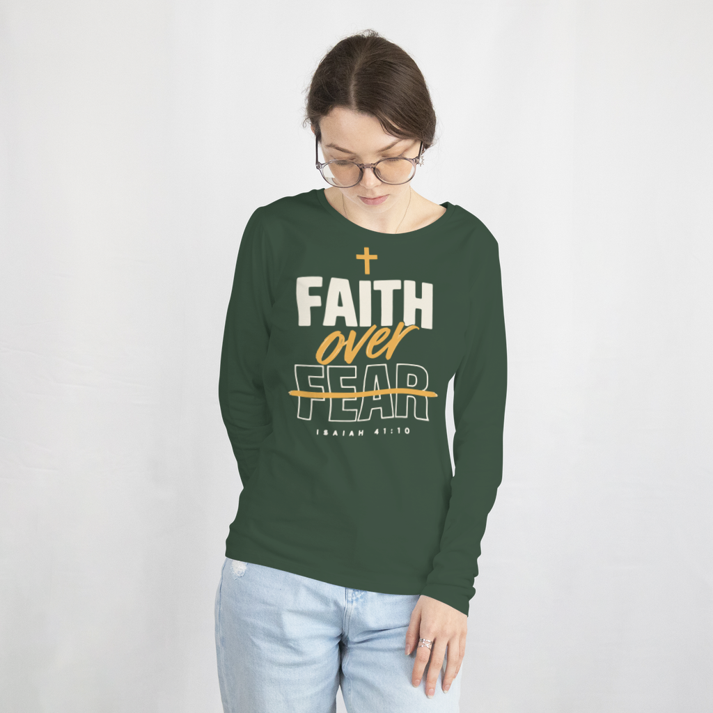 Faith Over Fear – Long Sleeve Tee in Forest Green