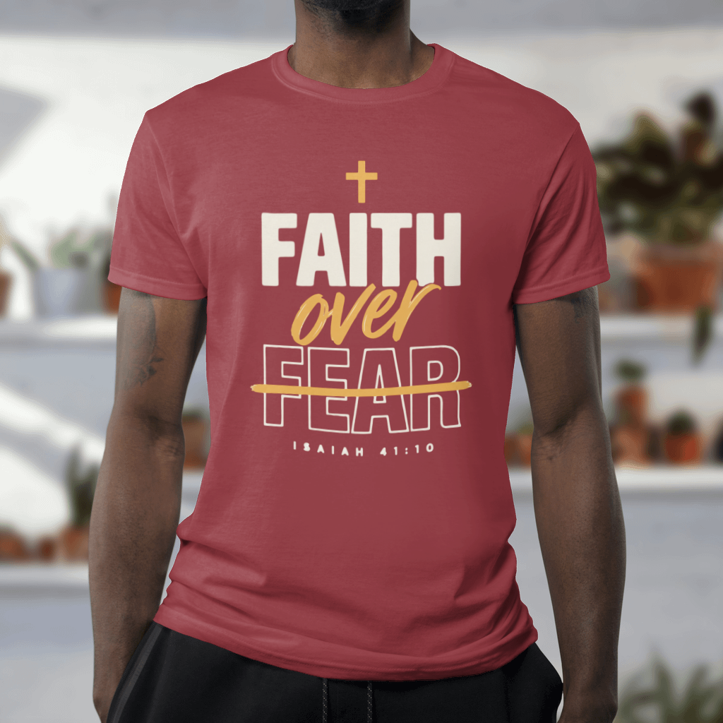 Faith Over Fear – Comfort Colors Tee in Crimson