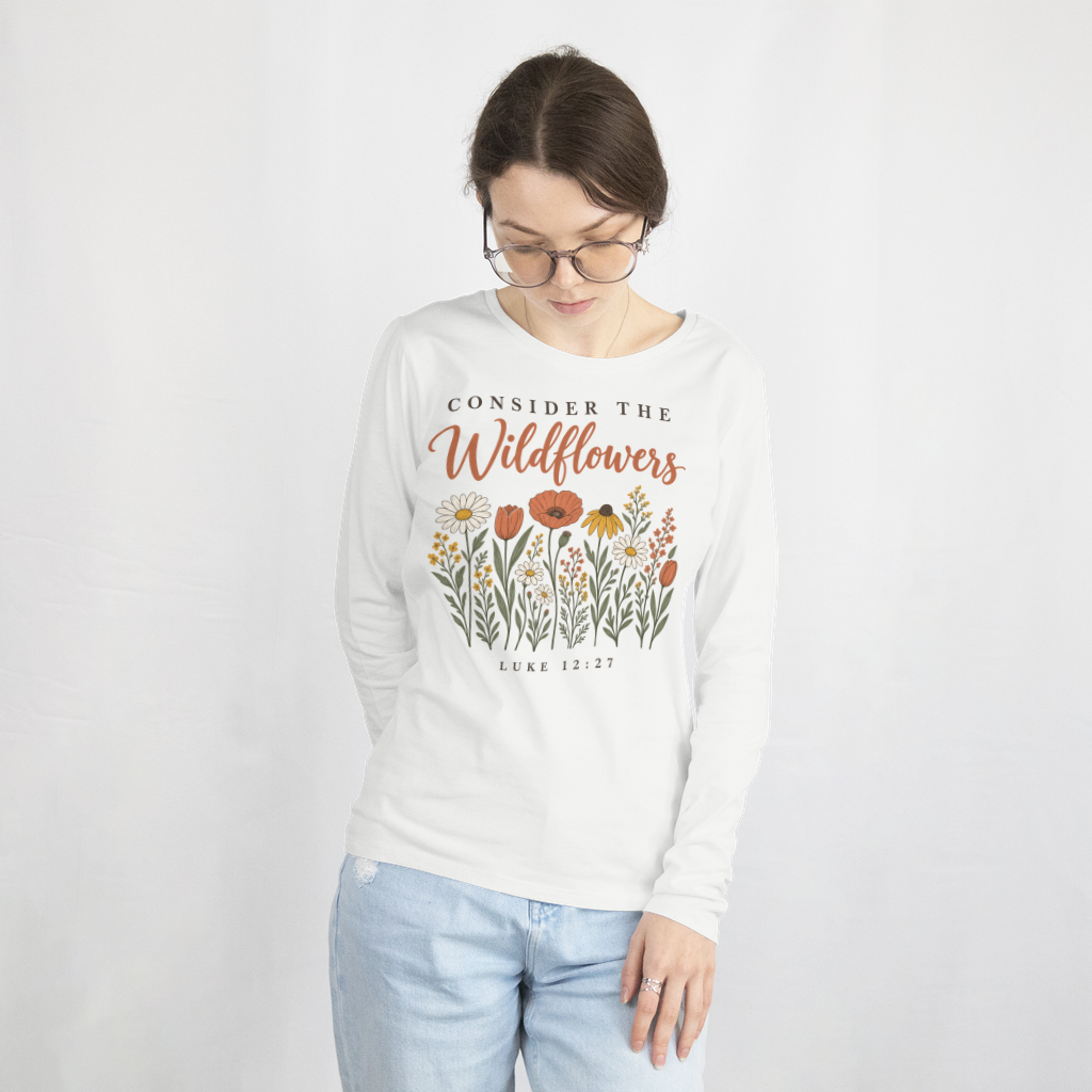 Consider the Wildflowers – Long Sleeve Tee in White