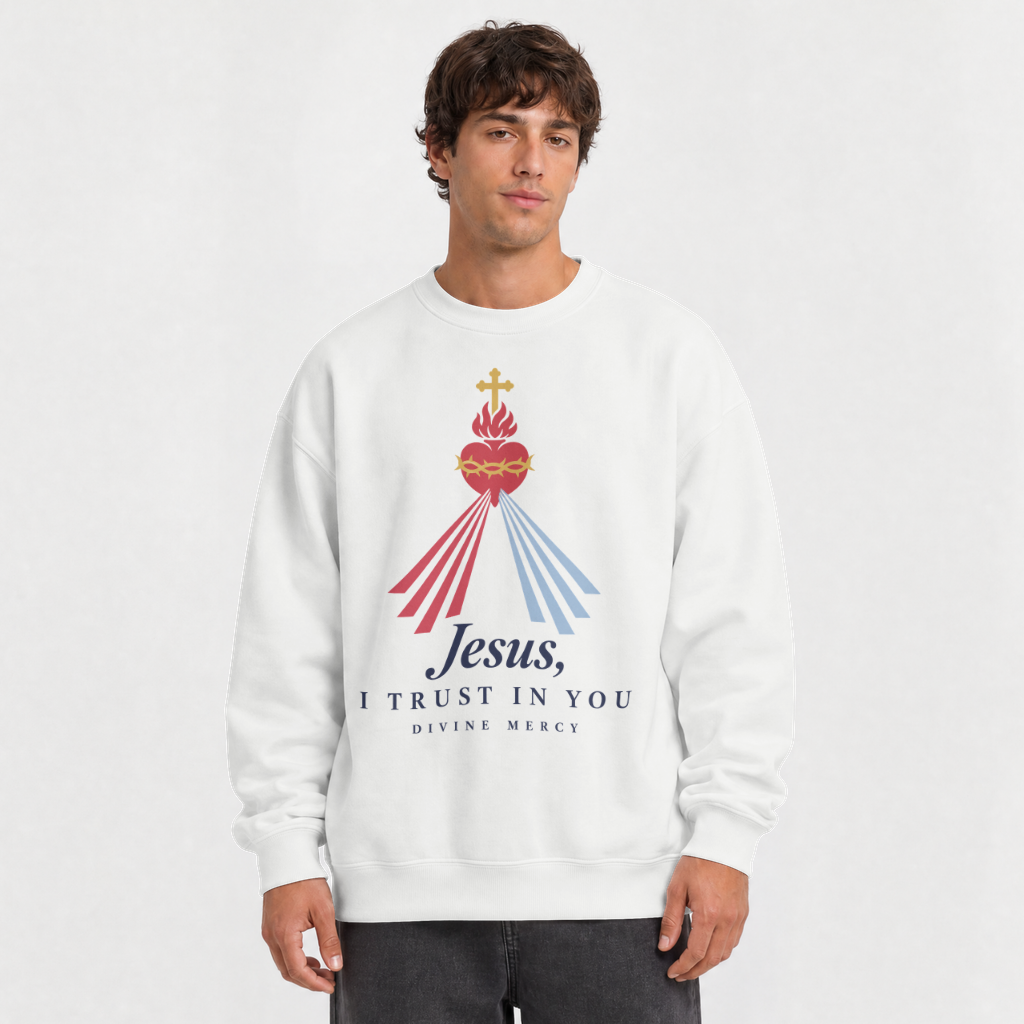 Jesus, I Trust in You – Crewneck Sweatshirt in White