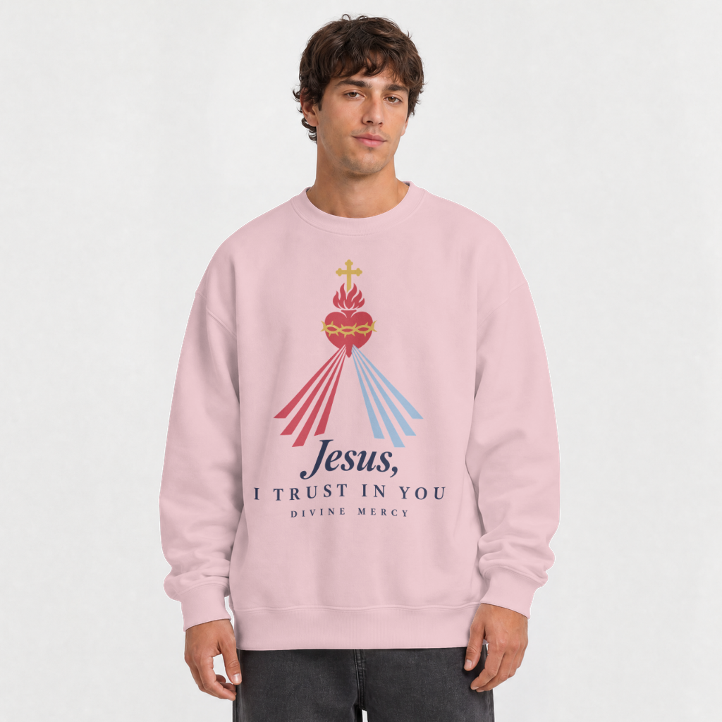 Jesus, I Trust in You – Crewneck Sweatshirt in Light Pink