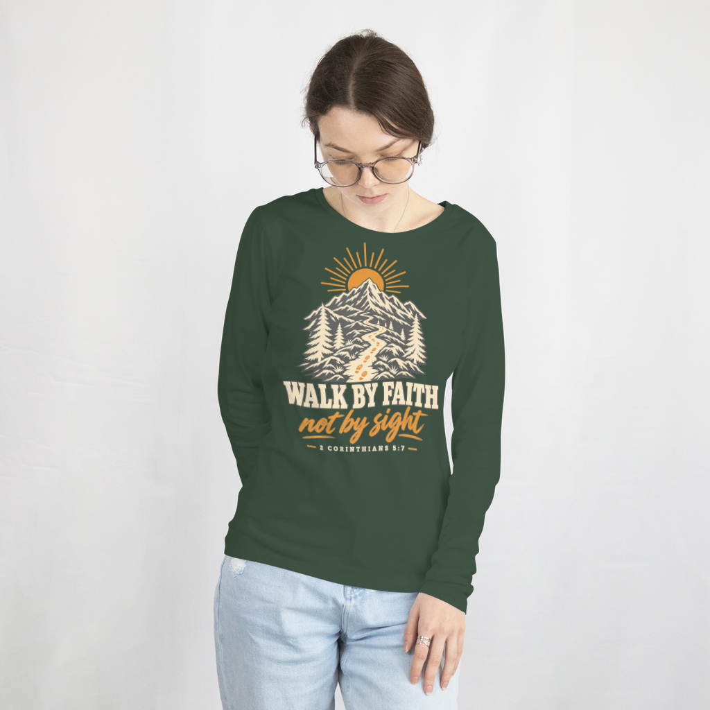 Walk by Faith – Long Sleeve Tee in Forest Green