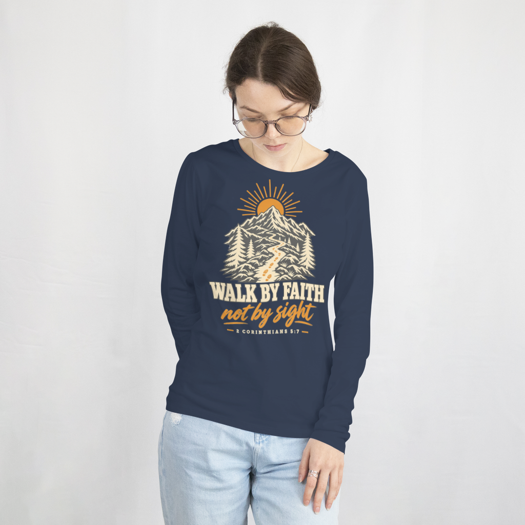 Walk by Faith – Long Sleeve Tee in Navy