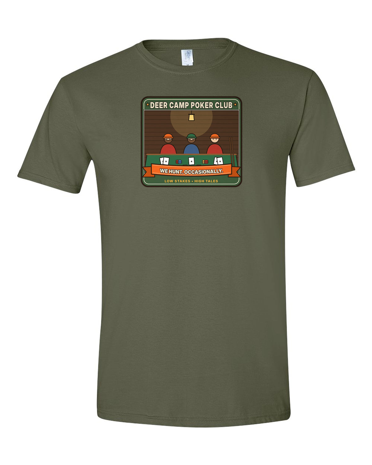 Deer Camp Poker Club: We Hunt. Occasionally. - Funny Hunting T-Shirt