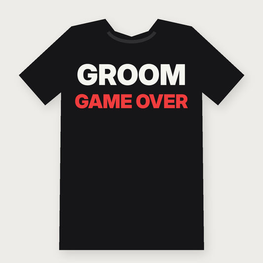Groom: Game Over Group & Party T-Shirt on black